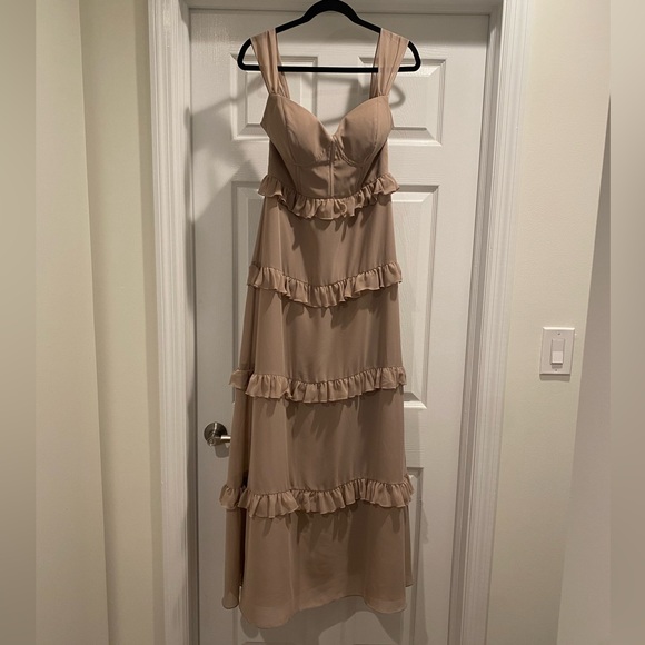 Revelry Sloane Chiffon Dress (Latte) - Picture 3 of 7